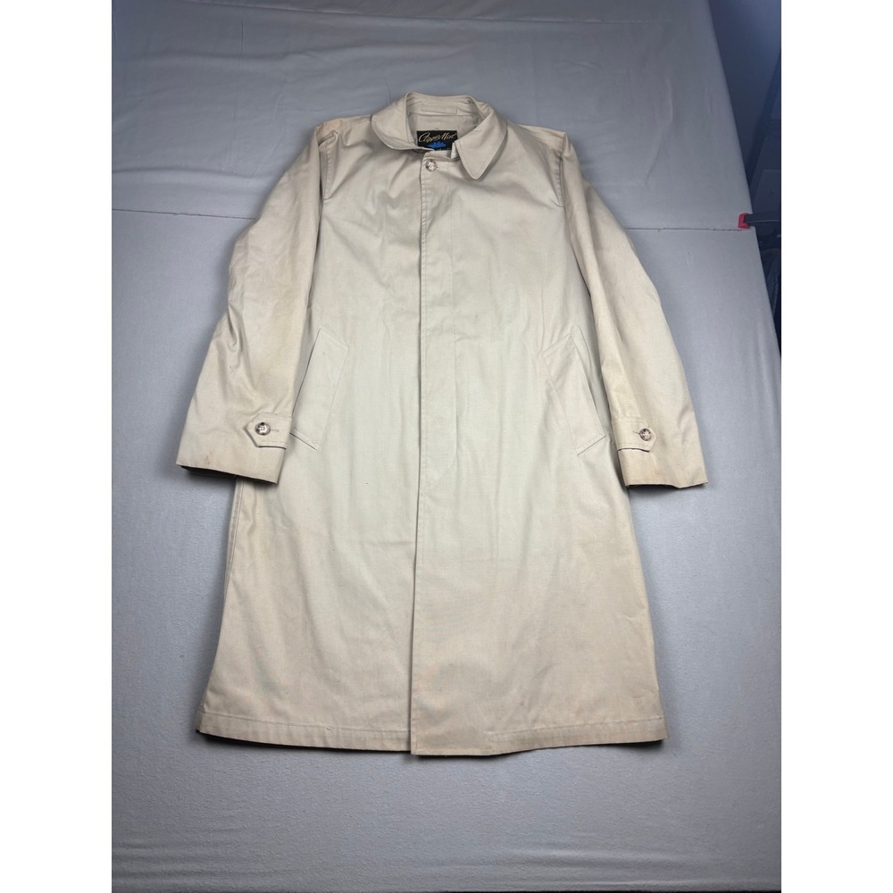 Vintage Clipper Mist Londontown Tan All Weather Trench Coat Mens Beige Jacket